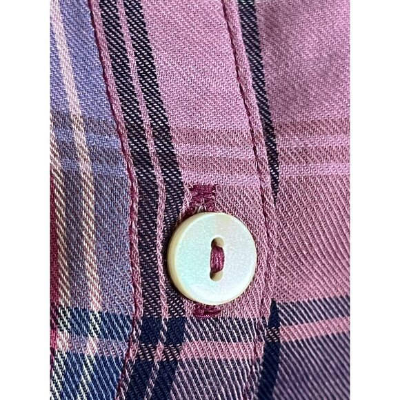 Soft Surroundings Top XS Pink Plaid Floral Embroidery Preppy Boho Western Mature - Picture 9 of 13